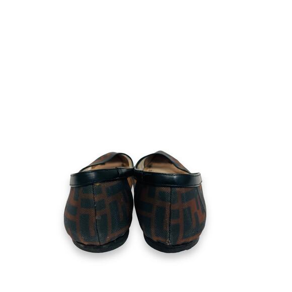 FENDI Brown/Black FF Colibri Leather Zucca Mesh Ballerina Flats Size 37 US 7 - Picture 7 of 8